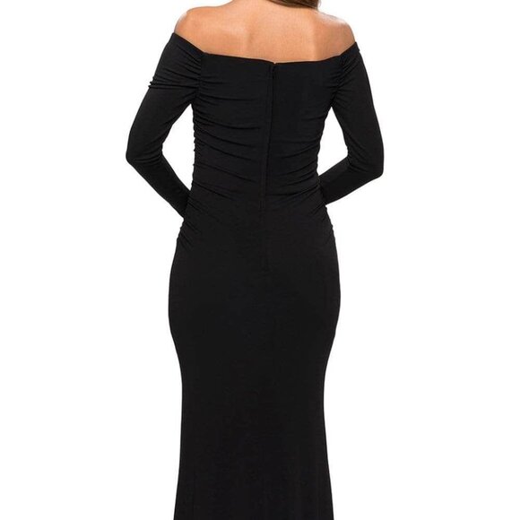 NWT La Femme 28054SC Jersey Formal Gown Black Size 8 - Picture 3 of 6
